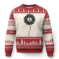 Melanoma Awareness Black Ribbon Flower Ugly Christmas Sweater Skin Cancer Fighter Gift