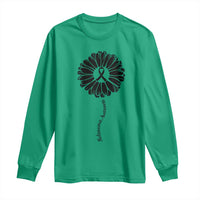Melanoma Awareness Black Ribbon Flower Long Sleeve Shirt Skin Cancer Fighter Gift
