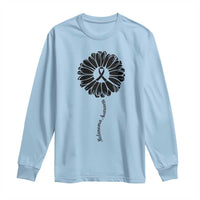 Melanoma Awareness Black Ribbon Flower Long Sleeve Shirt Skin Cancer Fighter Gift