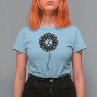 Melanoma Awareness Black Ribbon Flower T Shirt For Women Skin Cancer Fighter Gift