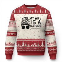 My Wife Is A Warrior Ugly Christmas Sweater Melanoma Awareness Husband Gift