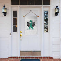 Liver Cancer Angel Warrior Wings Garden Flag Green Ribbon Awareness Support Gift