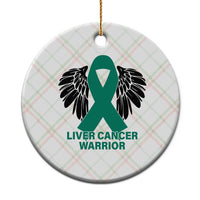 Liver Cancer Angel Warrior Wings Ceramic Ornament Green Ribbon Awareness Support Gift