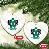 Liver Cancer Angel Warrior Wings Ceramic Ornament Green Ribbon Awareness Support Gift