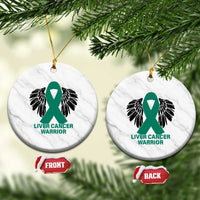 Liver Cancer Angel Warrior Wings Ceramic Ornament Green Ribbon Awareness Support Gift