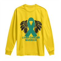 Liver Cancer Angel Warrior Wings Long Sleeve Shirt Green Ribbon Awareness Support Gift