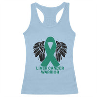 Liver Cancer Angel Warrior Wings Racerback Tank Top Green Ribbon Awareness Support Gift