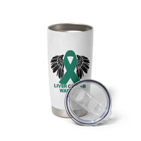 Liver Cancer Angel Warrior Wings Tumbler Cup Green Ribbon Awareness Support Gift