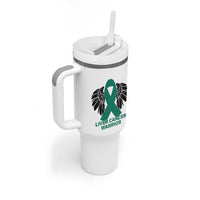 Liver Cancer Angel Warrior Wings Tumbler With Handle Green Ribbon Awareness Support Gift