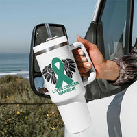Liver Cancer Angel Warrior Wings Tumbler With Handle Green Ribbon Awareness Support Gift