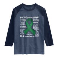 Liver Cancer Support Gift Raglan Shirt Fearless Unbreakable Warrior Hope