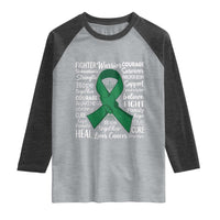 Liver Cancer Support Gift Raglan Shirt Fearless Unbreakable Warrior Hope
