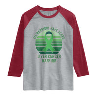 All Warriors Have Scars Liver Cancer Raglan Shirt Green Ribbon Survivor Fighter Gift