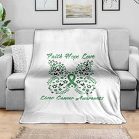 Faith Hope Love Liver Cancer Awareness Throw Blanket Butterfly Ribbon Floral Gift