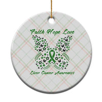 Faith Hope Love Liver Cancer Awareness Ceramic Ornament Butterfly Ribbon Floral Gift