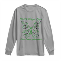 Faith Hope Love Liver Cancer Awareness Long Sleeve Shirt Butterfly Ribbon Floral Gift