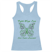 Faith Hope Love Liver Cancer Awareness Racerback Tank Top Butterfly Ribbon Floral Gift