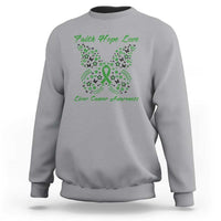 Faith Hope Love Liver Cancer Awareness Sweatshirt Butterfly Ribbon Floral Gift