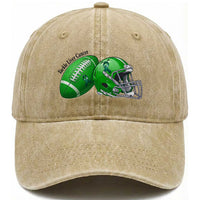 Liver Cancer Support Gift Washed Cotton Baseball Cap October Tackle Cancer Football