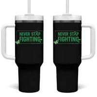 Liver Cancer Warrior Tumbler With Handle Never Stop Fighting Support Gift