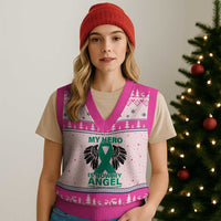 Liver Cancer Awareness Memorial Gift V-Neck Knit Sweater Vest My Hero Is Now My Angel