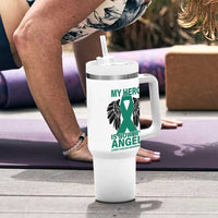 Liver Cancer Awareness Memorial Gift Tumbler With Handle My Hero Is Now My Angel