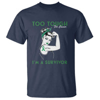 Liver Cancer Warrior Woman Gift T Shirt Too Tough For Cancer Im A Survivor