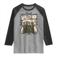 Halloween Feminist Raglan Shirt Girls Will Be Ghouls Women Empowerment - Wonder Print Shop