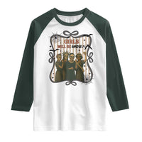 Halloween Feminist Raglan Shirt Girls Will Be Ghouls Women Empowerment - Wonder Print Shop