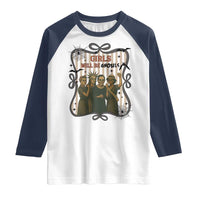 Halloween Feminist Raglan Shirt Girls Will Be Ghouls Women Empowerment - Wonder Print Shop