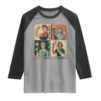Girls Will Be Girls Raglan Shirt Patriotic Feminist USA Women - Wonder Print Shop