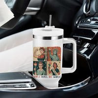Girls Will Be Girls Tumbler With Handle Patriotic Feminist USA Women