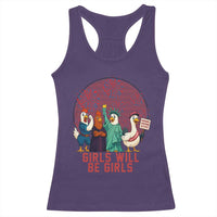 Girls Will Be Girls Racerback Tank Top Funny Patriotic Feathered Feminists Ducks - Wonder Print Shop