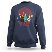 Girls Will Be Girls Sweatshirt Funny Patriotic Feathered Feminists Ducks - Wonder Print Shop