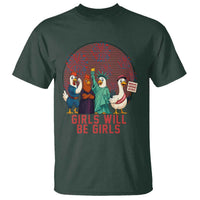 Girls Will Be Girls T Shirt Funny Patriotic Feathered Feminists Ducks - Wonder Print Shop