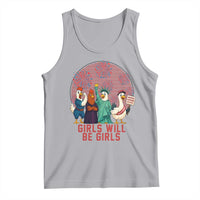 Girls Will Be Girls Tank Top Funny Patriotic Feathered Feminists Ducks - Wonder Print Shop