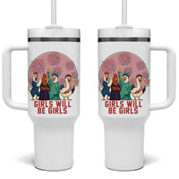 Girls Will Be Girls Tumbler With Handle Funny Patriotic Feathered Feminists Ducks