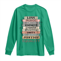 Human Rights Bookish Long Sleeve Shirt Kindness Peace Equality Flower For Women - Wonder Print Shop