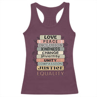 Human Rights Bookish Racerback Tank Top Kindness Peace Equality Flower For Women - Wonder Print Shop