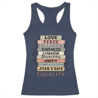 Human Rights Bookish Racerback Tank Top Kindness Peace Equality Flower For Women - Wonder Print Shop