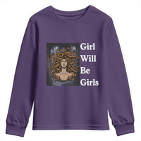 Girl Will Be Girls Youth Sweatshirt Medusa Mythology Feminist Women - Wonder Print Shop