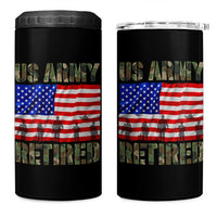 Retired Veteran 4 in 1 Can Cooler Tumbler American Flag US Army Patriotic USA Pride