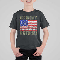 Retired Veteran T Shirt For Kid American Flag US Army Patriotic USA Pride - Wonder Print Shop