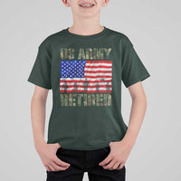 Retired Veteran T Shirt For Kid American Flag US Army Patriotic USA Pride - Wonder Print Shop