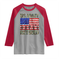 Retired Veteran Raglan Shirt American Flag US Army Patriotic USA Pride - Wonder Print Shop
