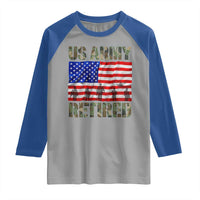 Retired Veteran Raglan Shirt American Flag US Army Patriotic USA Pride - Wonder Print Shop