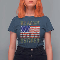 Retired Veteran T Shirt For Women American Flag US Army Patriotic USA Pride - Wonder Print Shop