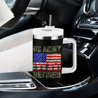 Retired Veteran Tumbler With Handle American Flag US Army Patriotic USA Pride