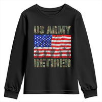 Retired Veteran Youth Sweatshirt American Flag US Army Patriotic USA Pride - Wonder Print Shop