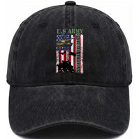 Retired Army Washed Cotton Baseball Cap American Flag US Patriotic USA Pride